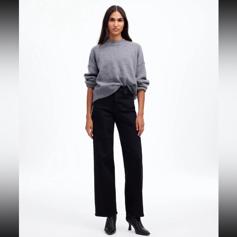 Madewell The Perfect Vintage Wide Leg Black Denim Jeans | size 25 | Black denim